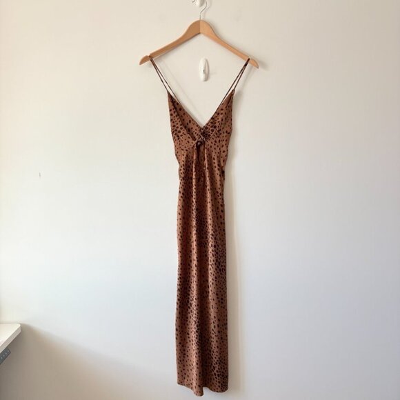 Aritzia Wilfred Only Satin Maxo Slip Dress Leopard Animal Print Size XXS - Picture 7 of 10
